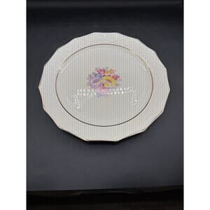Vintage 12"Octagonal Floral Dinner Plate-Multi-Color Rose Bouquet